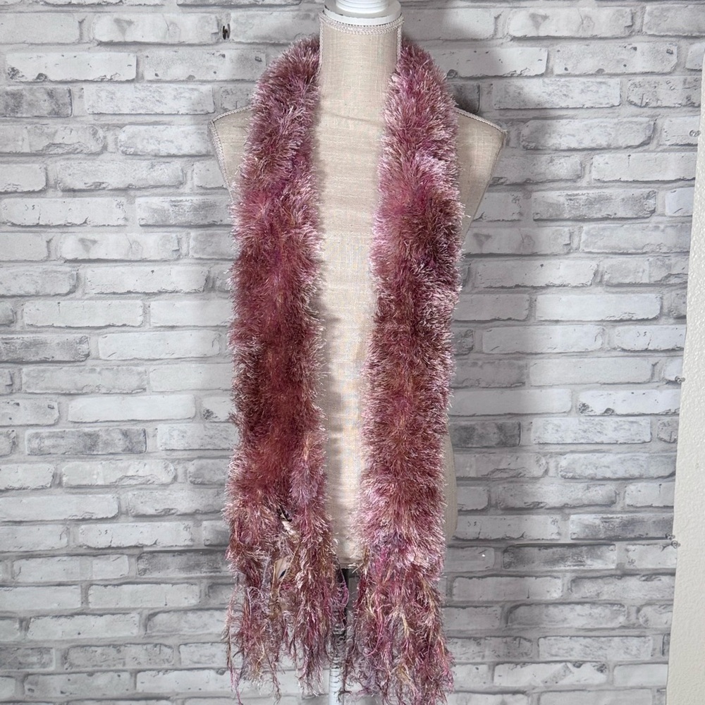 Maaz Pink Brown Soft Fuzzy Shabby Chic Scarf